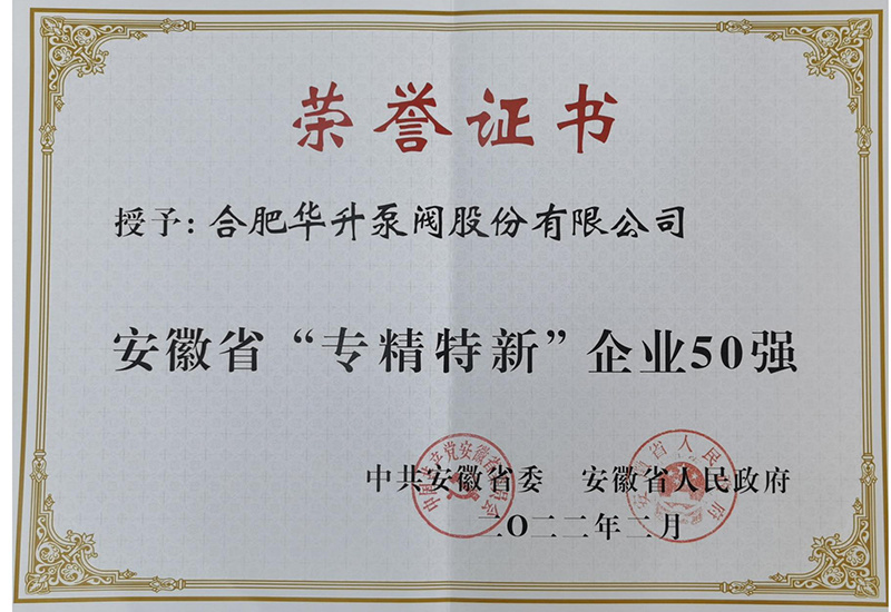 安徽省“专精特新企业”50强