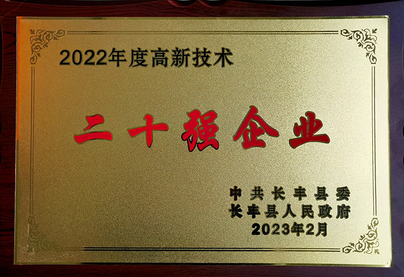 长丰县2022年度高新技术二十强企业